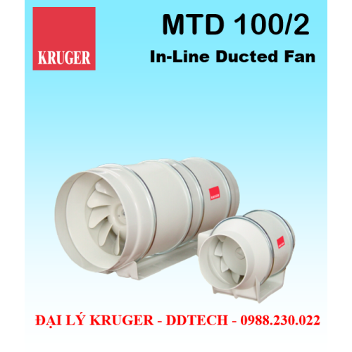 [CÓ SẴN] Quạt in-line nối ống gió Kruger MTD 100/2 - 105 m3/h - Đại lý chính hãng
