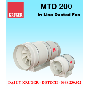 [CÓ SẴN] Quạt in-line nối ống gió Kruger MTD 200 - 840 m3/h - Đại lý chính hãng