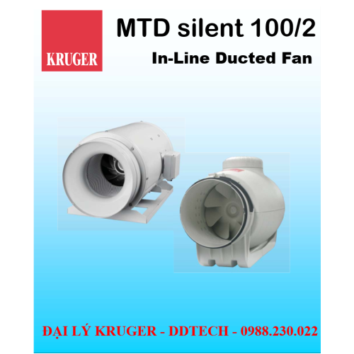 Quạt in-line nối ống gió Kruger MTD Silent 100/2 - 240 m3/h - Đại lý chính hãng