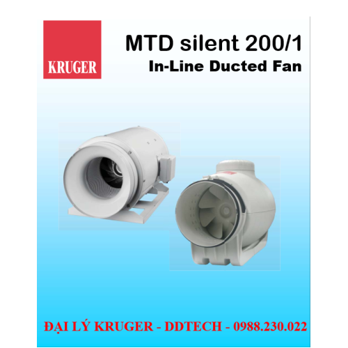 [CÓ SẴN] Quạt in-line nối ống gió Kruger MTD Silent 200/1 - 900 m3/h - Đại lý chính hãng