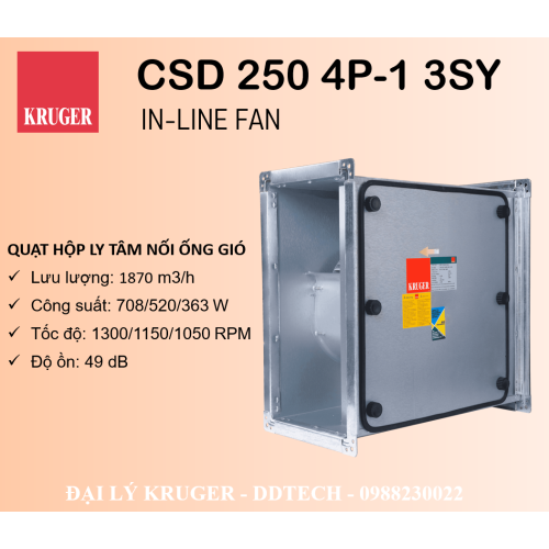 QUẠT HỘP LY TÂM KRUGER CSD 250 4P-1 3SY - 1870 M3/H