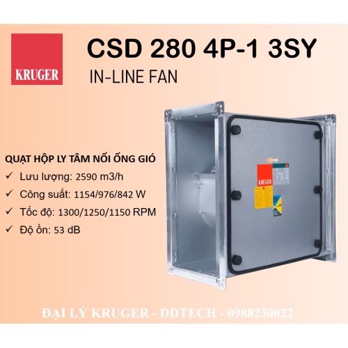 QUẠT HỘP LY TÂM KRUGER CSD 280 4P-1 3SY - 2590 M3/H