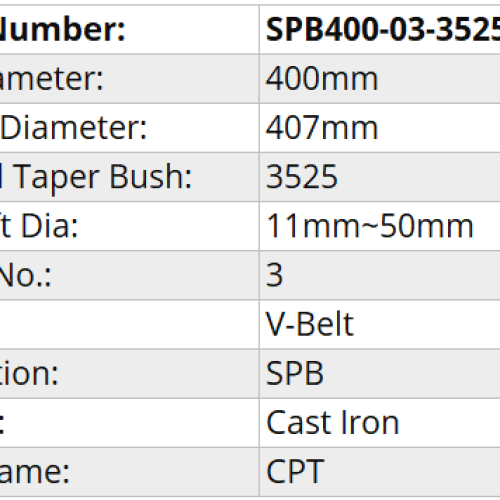 PULLEY CHO QUẠT LY TÂM KRUGER - V-BELT PULLEY SPB-400-03