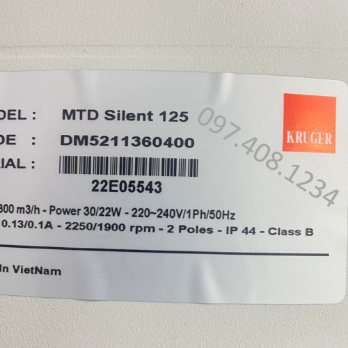 Quạt Kruger MTD Silent 125